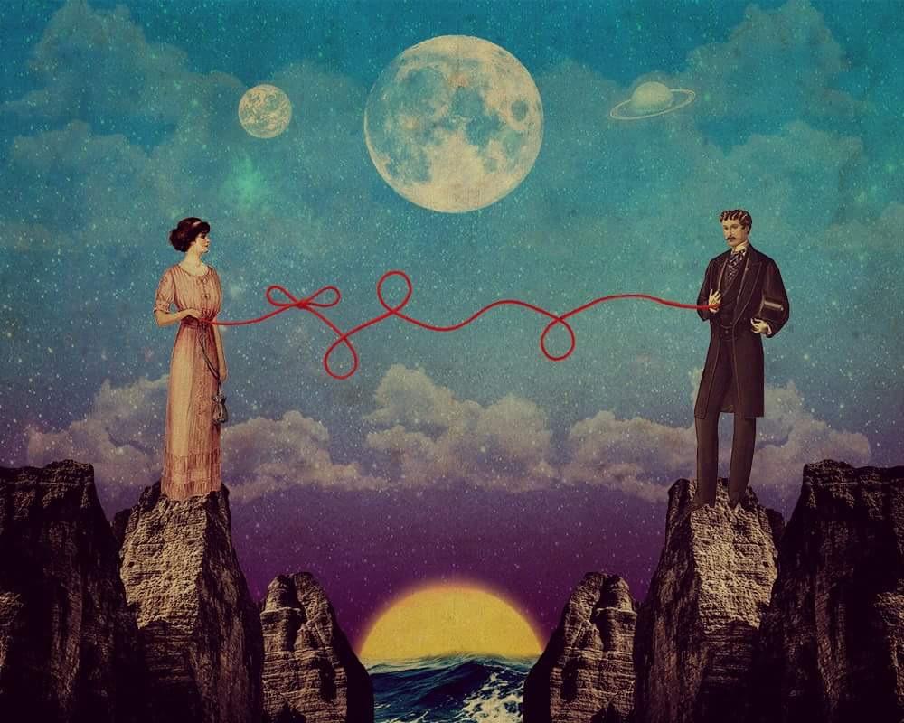 The Red Thread of Fate, digital collage